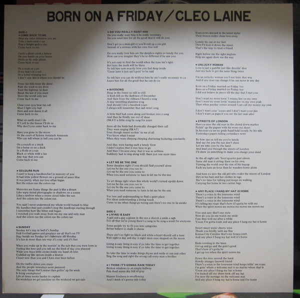 Cleo Laine - Born On A Friday (Vinyl, LP, Album) Very Good Plus (VG+) / Very Good Plus (VG+)