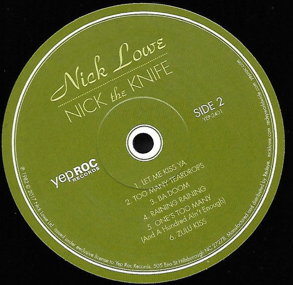 Nick Lowe - Nick The Knife (Vinyl, Vinyl, LP, Album, Reissue, Remastered, 7", 45 RPM, Single) Very Good Plus (VG+) / Near Mint (NM or M-)