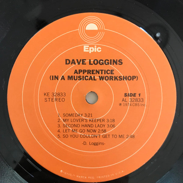 Dave Loggins - Apprentice (In A Musical Workshop) (Vinyl, LP, Album, Stereo) Very Good Plus (VG+) / Very Good Plus (VG+)
