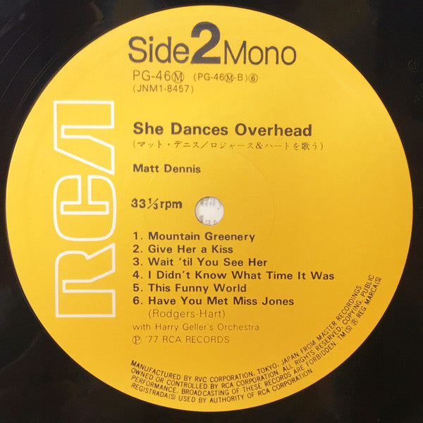 Matt Dennis - She Dances Overhead (Vinyl, LP, Reissue, Mono) Very Good (VG) / Very Good (VG)