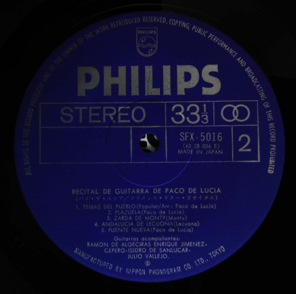 Paco De Lucía - Recital De Guitarra De Paco De Lucia (Vinyl, LP, Album) Very Good Plus (VG+) / Good Plus (G+)