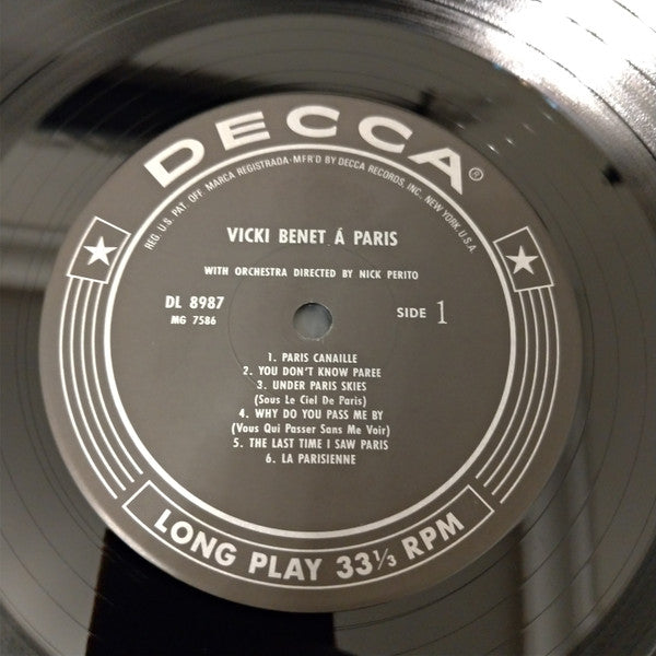 Vicki Benet - Vicki Benet a Paris (Vinyl, LP, Album, Limited Edition, Reissue, Stereo) Near Mint (NM or M-) / Very Good Plus (VG+)