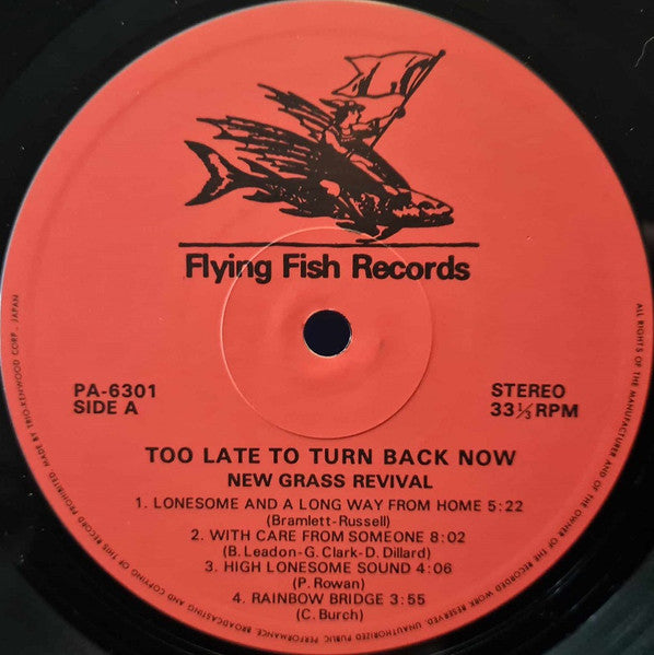 New Grass Revival - Too Late To Turn Back Now (Vinyl, LP, Album, Stereo) Near Mint (NM or M-) / Very Good Plus (VG+)