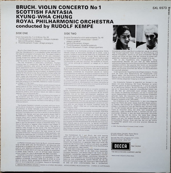 Max Bruch - Violin Concerto / Scottish Fantasia (Vinyl, LP, Reissue, Stereo) Very Good Plus (VG+) / Very Good (VG)