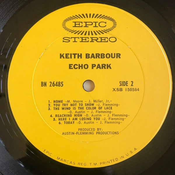 Keith Barbour - Echo Park (Vinyl, LP, Album, Stereo) Very Good (VG) / Good Plus (G+)
