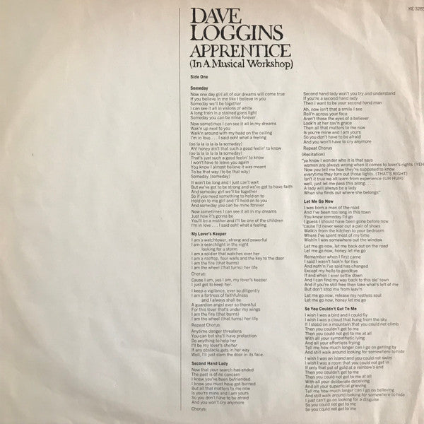 Dave Loggins - Apprentice (In A Musical Workshop) (Vinyl, LP, Album, Stereo) Very Good Plus (VG+) / Very Good Plus (VG+)