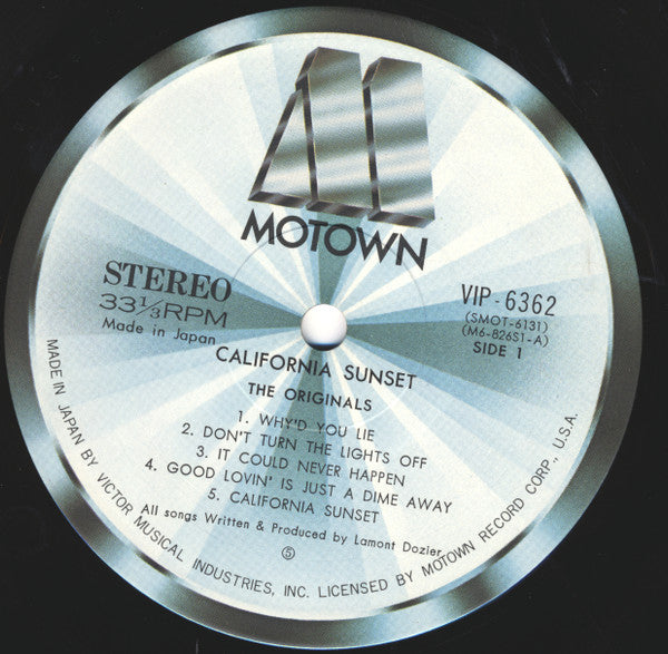The Originals - California Sunset (Vinyl, LP, Album) Near Mint (NM or M-) / Very Good Plus (VG+)