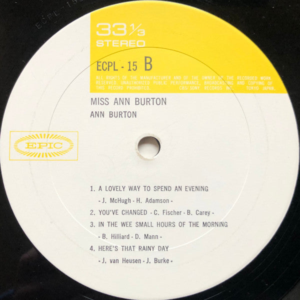 Ann Burton - Miss Ann Burton (Vinyl, LP, Compilation) Very Good Plus (VG+) / Very Good (VG)