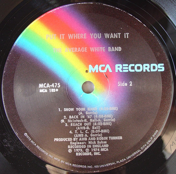 Average White Band - Put It Where You Want It (Vinyl, LP, Album) Very Good (VG) / Good (G)