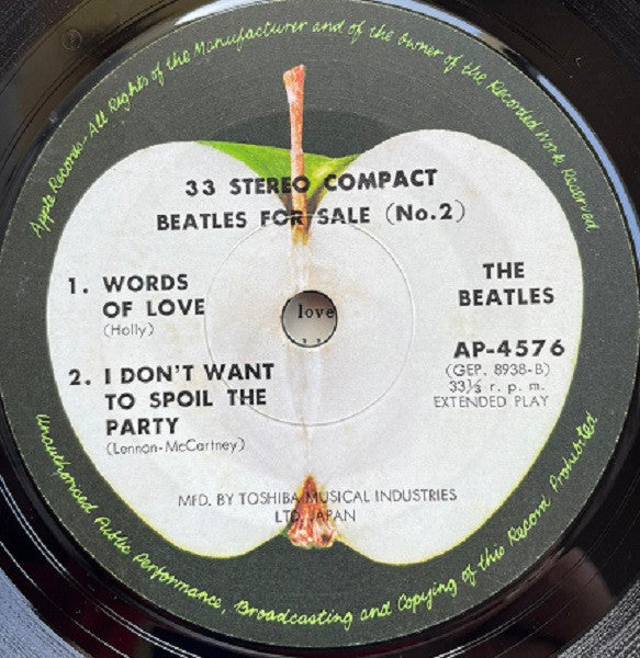 The Beatles - Beatles For Sale No. 2 (Vinyl, 7", 33 ⅓ RPM, EP, Reissue, Stereo) Very Good (VG) / Very Good (VG)