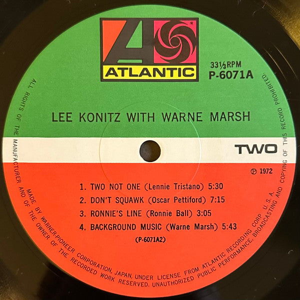 Lee Konitz - Lee Konitz With Warne Marsh (Vinyl, LP, Album, Reissue) Near Mint (NM or M-) / Very Good Plus (VG+)