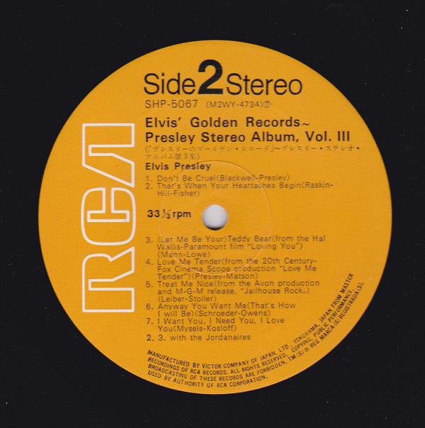 Elvis Presley - Elvis' Golden Records - Presley Stereo Album, Vol. III (Vinyl, LP, Compilation, Stereo) Good Plus (G+) / Very Good (VG)