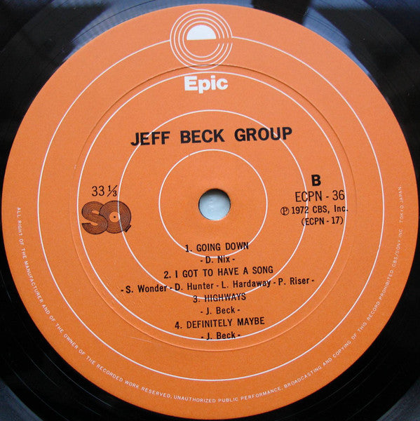 Jeff Beck Group - Jeff Beck Group (Vinyl, LP, Album, Reissue, Quadraphonic) Very Good Plus (VG+) / Good Plus (G+)