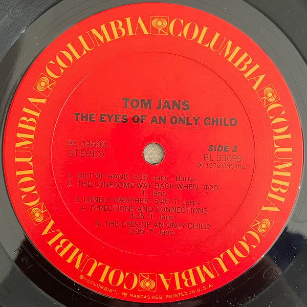 Tom Jans - The Eyes Of An Only Child (Vinyl, LP, Album, Stereo) Very Good Plus (VG+) / Good (G)