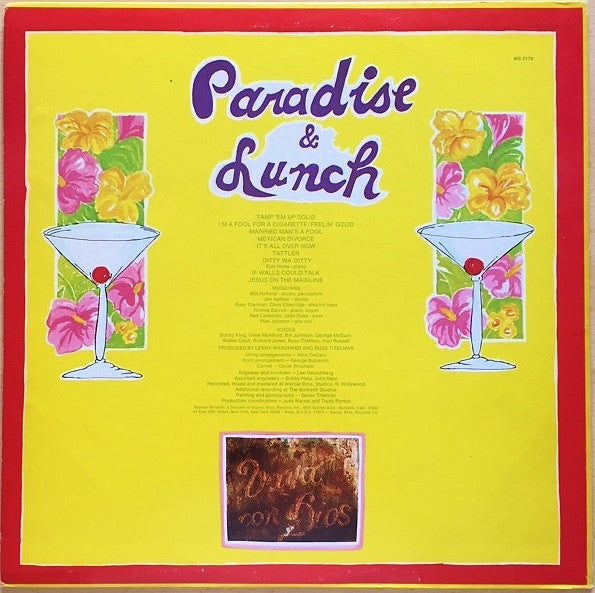 Ry Cooder - Paradise And Lunch (Vinyl, LP, Album, Reissue)