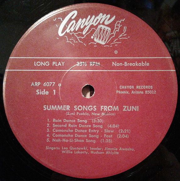 Leo Quetawki - Summer Songs From Zuni (Vinyl, LP, Album) Mint (M) / Mint (M)