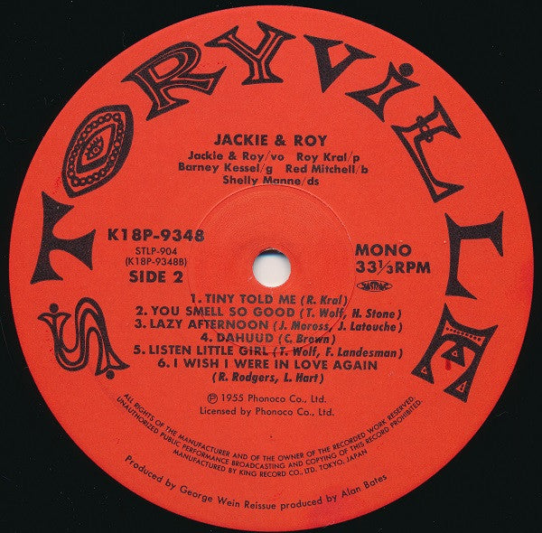Jackie & Roy - Storyville Presents Jackie And Roy (Vinyl, LP, Reissue, Mono) Very Good Plus (VG+) / Very Good Plus (VG+)