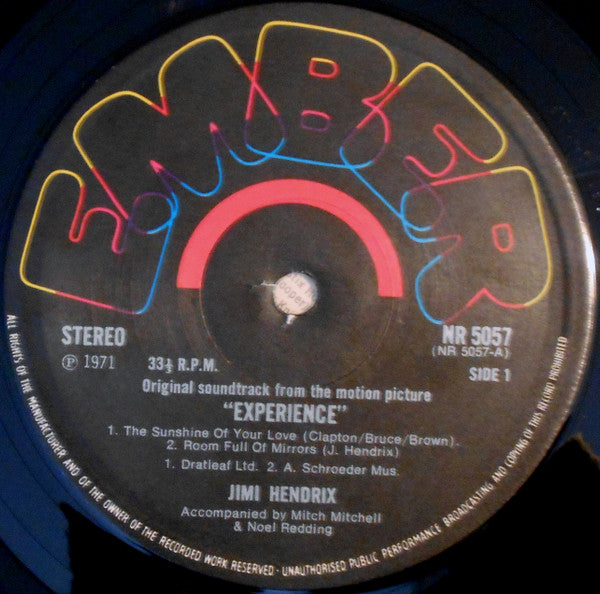 Jimi Hendrix - Original Sound Track 'Experience' (Vinyl, LP, Album, Stereo) Very Good Plus (VG+) / Very Good (VG)