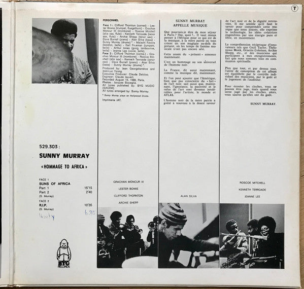 Sunny Murray - Hommage To Africa (Vinyl, LP, Album) Very Good Plus (VG+) / Very Good (VG)
