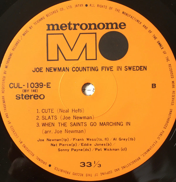 Joe Newman - Counting Five In Sweden (Vinyl, LP, Stereo) Very Good (VG) / Very Good (VG)