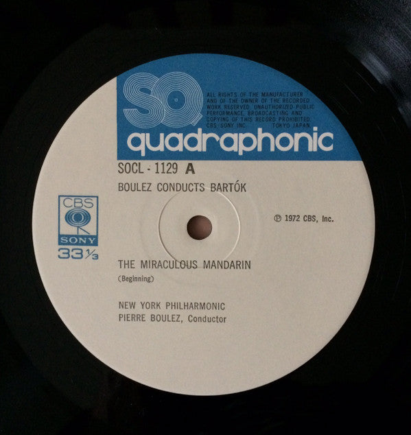 Pierre Boulez - The Miraculous Mandarin (Complete) / Dance Suite (Vinyl, LP, Reissue, Quadraphonic) Near Mint (NM or M-) / Very Good Plus (VG+)