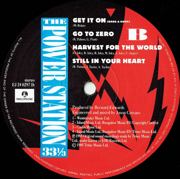 The Power Station - The Power Station 33⅓ (Vinyl, LP, Album, Stereo) Very Good Plus (VG+) / Good Plus (G+)