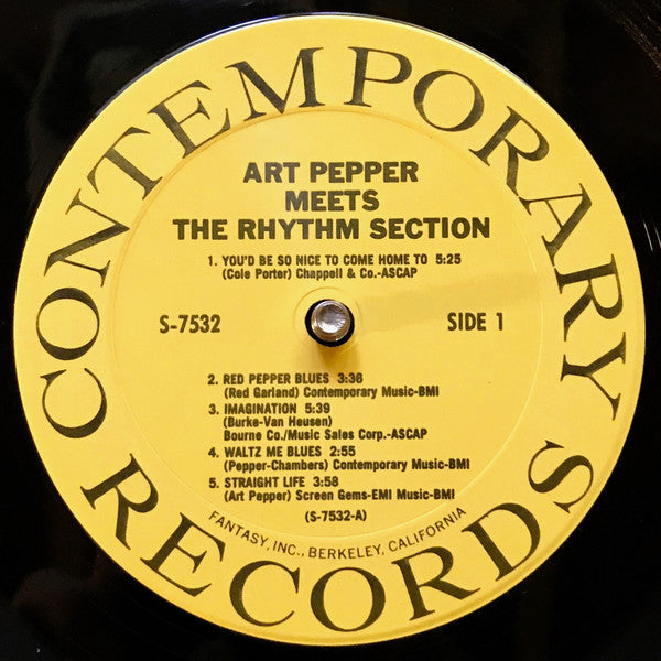 Art Pepper - Art Pepper Meets The Rhythm Section (Vinyl, LP, Album, Reissue, Stereo) Very Good Plus (VG+) / Very Good Plus (VG+)