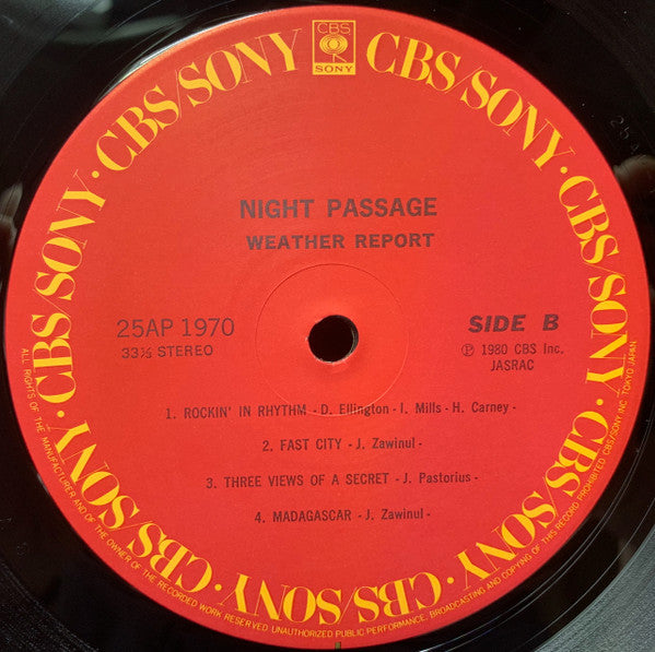 Weather Report - Night Passage (Vinyl, LP, Album, Stereo) Very Good Plus (VG+) / Very Good Plus (VG+)