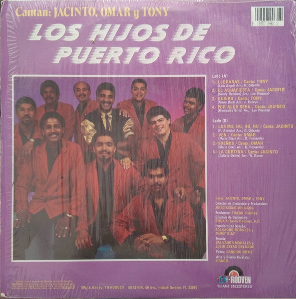 Los Hijos de Puerto Rico - Cantan: Jacinto, Omar Y Tony (Vinyl, LP, Album, Stereo) Very Good (VG) / Good Plus (G+)