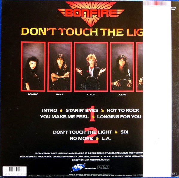 Bonfire - Don't Touch The Light (Vinyl, LP, Album, Promo) Very Good Plus (VG+) / Very Good (VG)