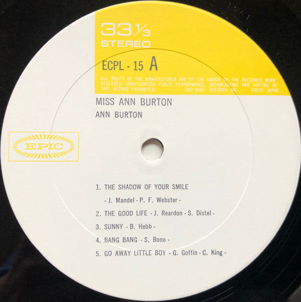 Ann Burton - Miss Ann Burton (Vinyl, LP, Compilation) Very Good Plus (VG+) / Very Good (VG)