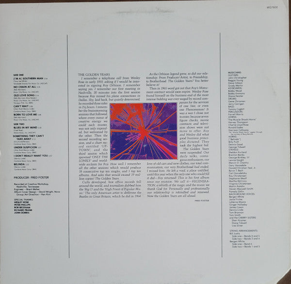 Roy Orbison - Regeneration (Vinyl, LP, Album, Stereo) Very Good Plus (VG+) / Good Plus (G+)