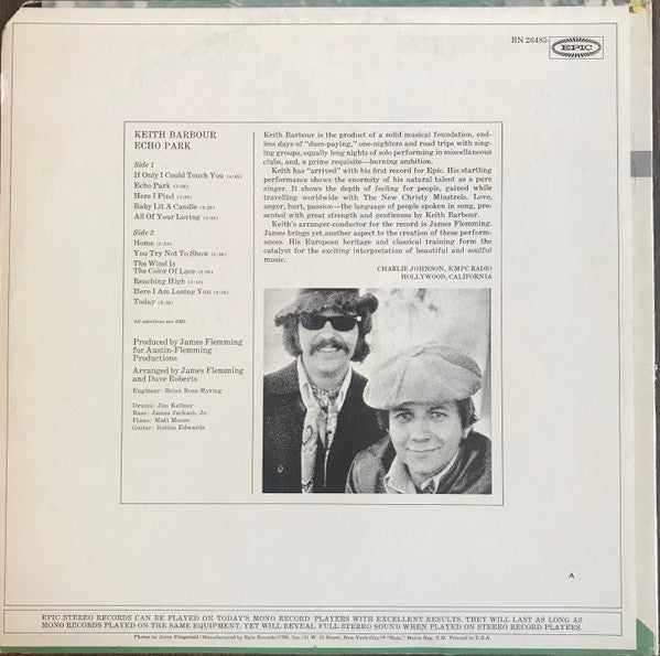 Keith Barbour - Echo Park (Vinyl, LP, Album, Stereo) Very Good (VG) / Good Plus (G+)