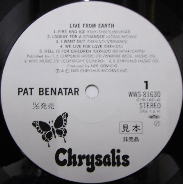 Pat Benatar - Live From Earth (Vinyl, LP, Album, Promo) Near Mint (NM or M-) / Very Good Plus (VG+)