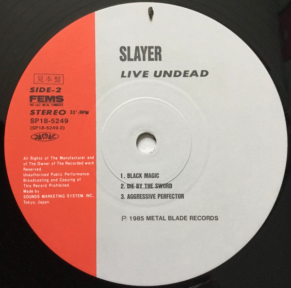 Slayer - Live Undead (Vinyl, 12", 33 ⅓ RPM, Mini-Album, Promo) Very Good Plus (VG+) / Very Good (VG)