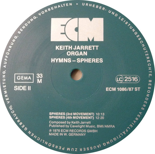 Keith Jarrett - Hymns Spheres (2xVinyl, LP, Album) Very Good Plus (VG+) / Very Good (VG)
