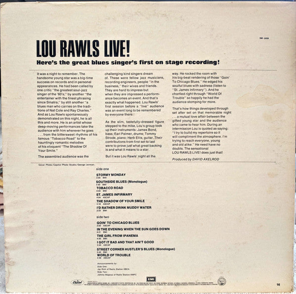 Lou Rawls - Live! (Vinyl, LP, Album, Reissue) Good Plus (G+) / Good Plus (G+)