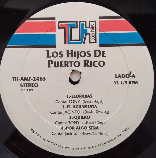 Los Hijos de Puerto Rico - Cantan: Jacinto, Omar Y Tony (Vinyl, LP, Album, Stereo) Very Good (VG) / Good Plus (G+)
