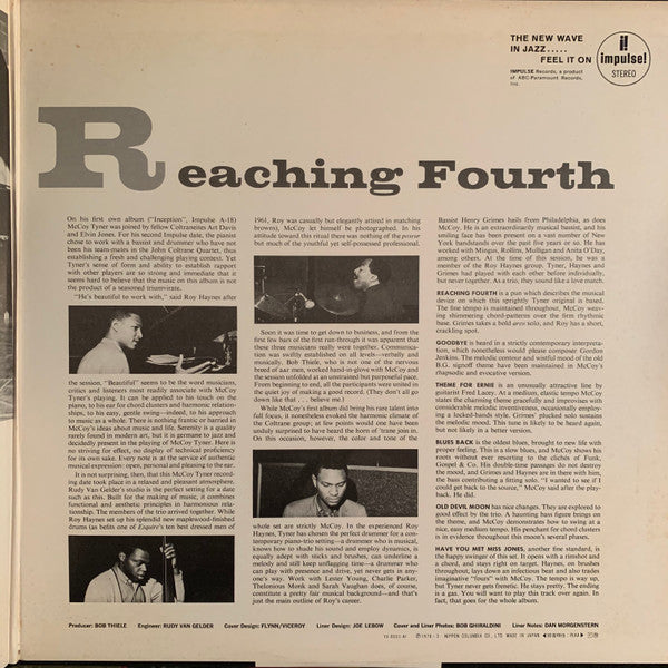 McCoy Tyner Trio - Reaching Fourth (Vinyl, LP, Album, Reissue, Stereo) Very Good (VG) / Very Good Plus (VG+)