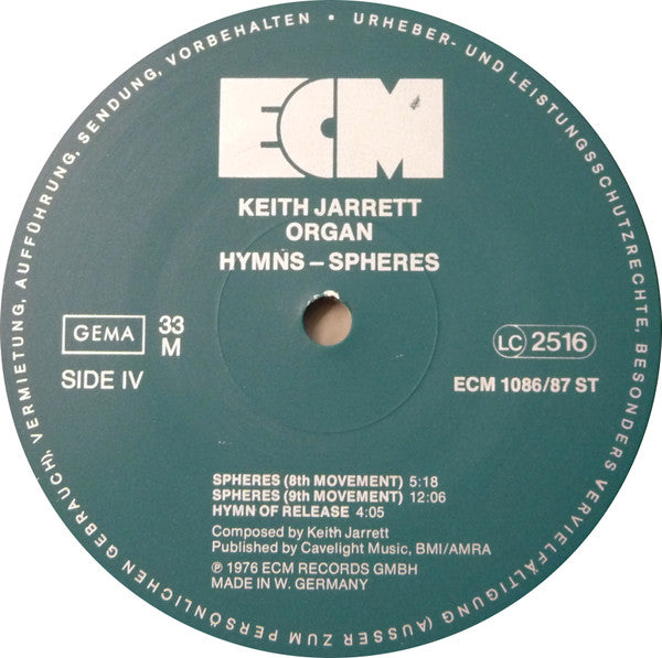 Keith Jarrett - Hymns Spheres (2xVinyl, LP, Album) Very Good Plus (VG+) / Very Good (VG)
