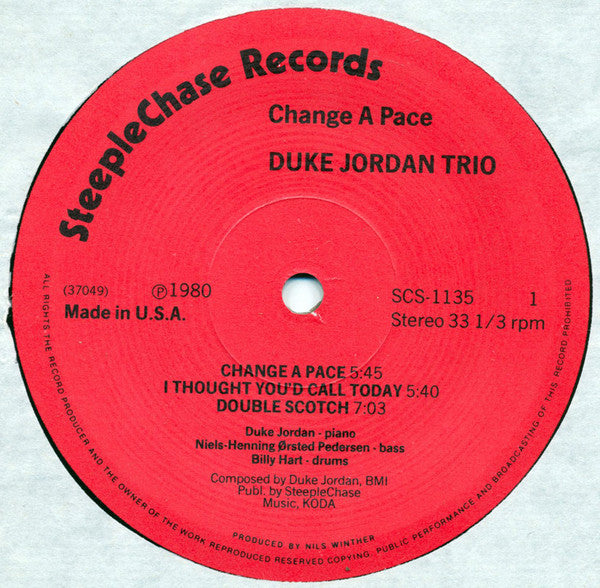 Duke Jordan Trio - Change A Pace (Vinyl, LP, Album, Stereo) Very Good Plus (VG+) / Very Good (VG)