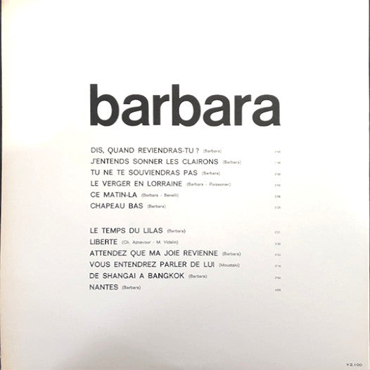 Barbara (5) - Dis, Quand Reviendras-Tu ? = いつ帰ってくるの？ (Vinyl, LP, Al...