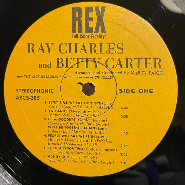 Ray Charles - Ray Charles And Betty Carter With The Jack Halloran Singers (Vinyl, LP, Album, Stereo) Very Good Plus (VG+) / Very Good (VG)