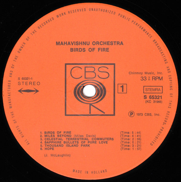 Mahavishnu Orchestra - Birds Of Fire (Vinyl, LP, Album, Stereo) Very Good (VG) / Very Good (VG)