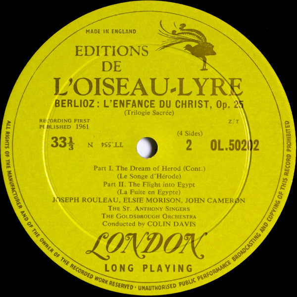 Hector Berlioz - L'Enfance Du Christ (2xVinyl, LP, Reissue, Mono) Very Good Plus (VG+) / Very Good Plus (VG+)