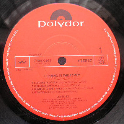 Level 42 - Running In The Family (Vinyl, LP, Album)