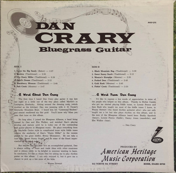 Dan Crary - Bluegrass Guitar (Vinyl, LP, Album) Very Good Plus (VG+) / Very Good Plus (VG+)