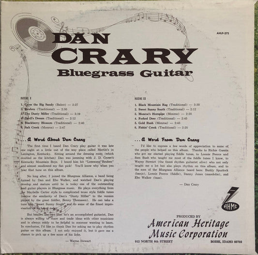 Dan Crary - Bluegrass Guitar (Vinyl, LP, Album) Very Good Plus (VG+) / Very Good Plus (VG+)