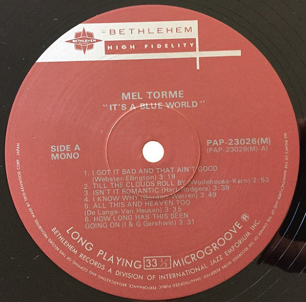 Mel Tormé - It's A Blue World (Vinyl, LP, Album, Reissue, Mono) Very Good Plus (VG+) / Very Good Plus (VG+)