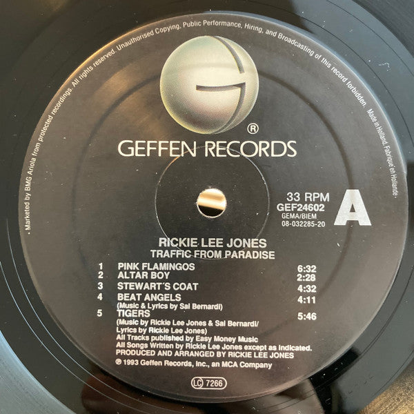 Rickie Lee Jones - Traffic From Paradise (Vinyl, LP, Album, Stereo) Very Good Plus (VG+) / Very Good Plus (VG+)